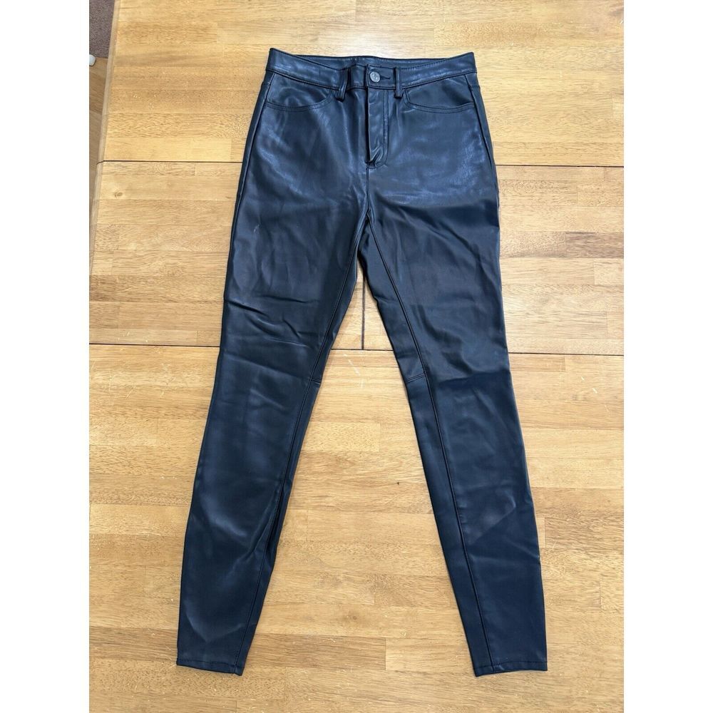 Free People Pants Womens Size 27 Black Faux Leather 100% Polyester